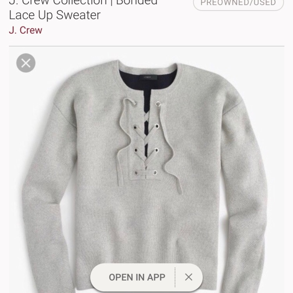 J. Crew Collection Bonded LaceUp Sweater - Picture 1 of 4